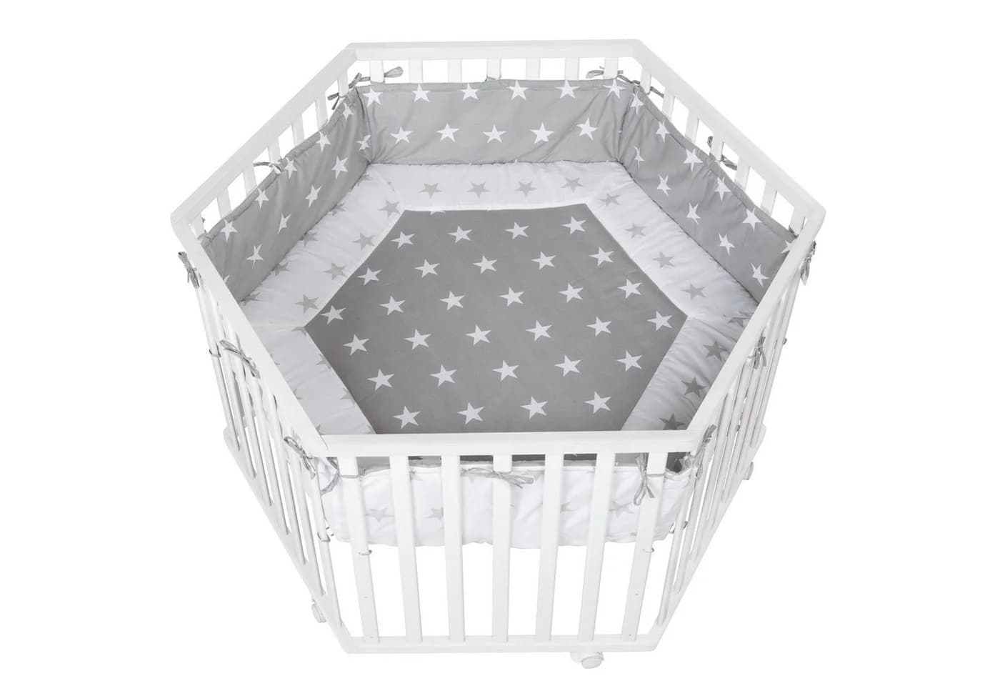 roba Laufgitter Little Stars 6-eckig Beige mit Stoffeinlage - Bild 2