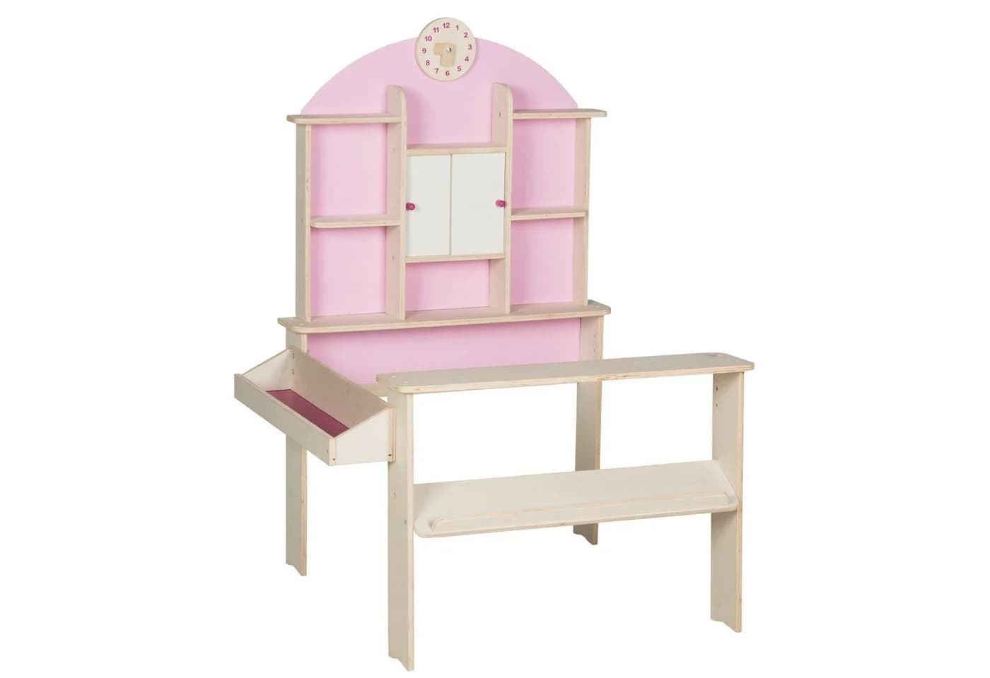 roba® Holz-Kaufladen mit Theke & Uhr Rosa/Weiß - Bild 2