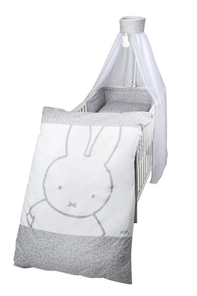 ROBA Himmelbettgarnitur Miffy Grau 4-tlg. mit Bettwäsche Nestchen Himmel - Bild 3