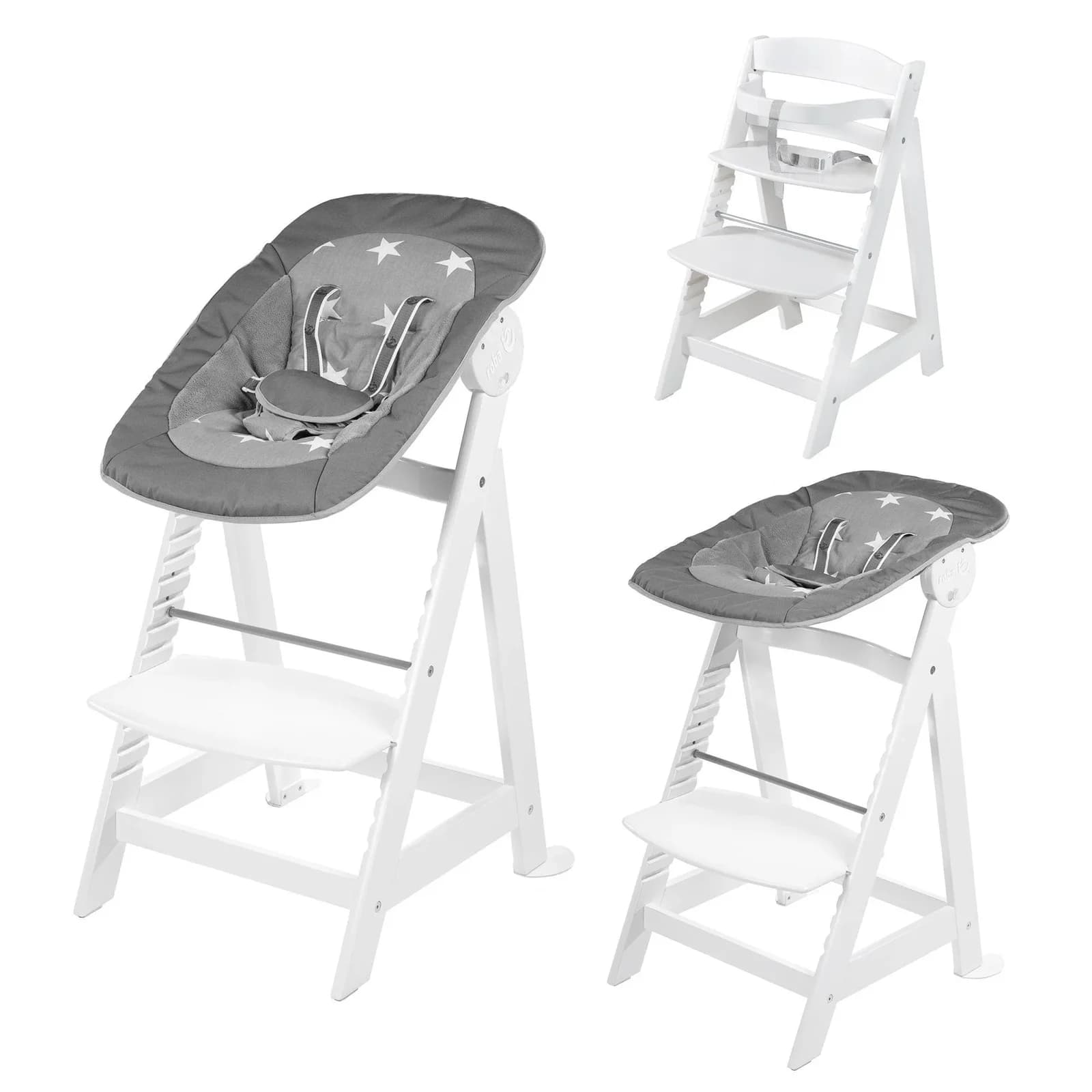 ROBA Treppenhochstuhl Born Up 2-in-1 Set Weiß mit Neugeborenen-Aufsatz - Bild 2