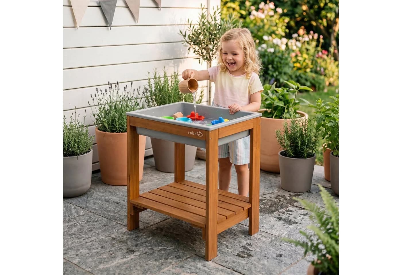 roba® Spieltisch Tiny aus Massivholz mit Wanne