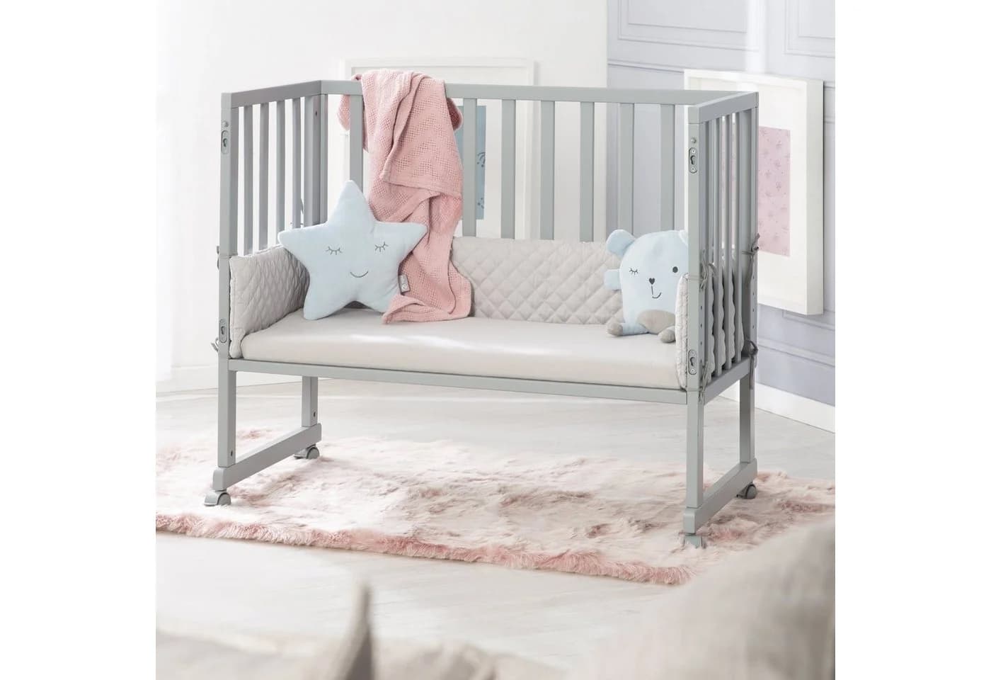 roba® Spannbettlaken Lil Planet 100% Bio-Baumwolle Grau