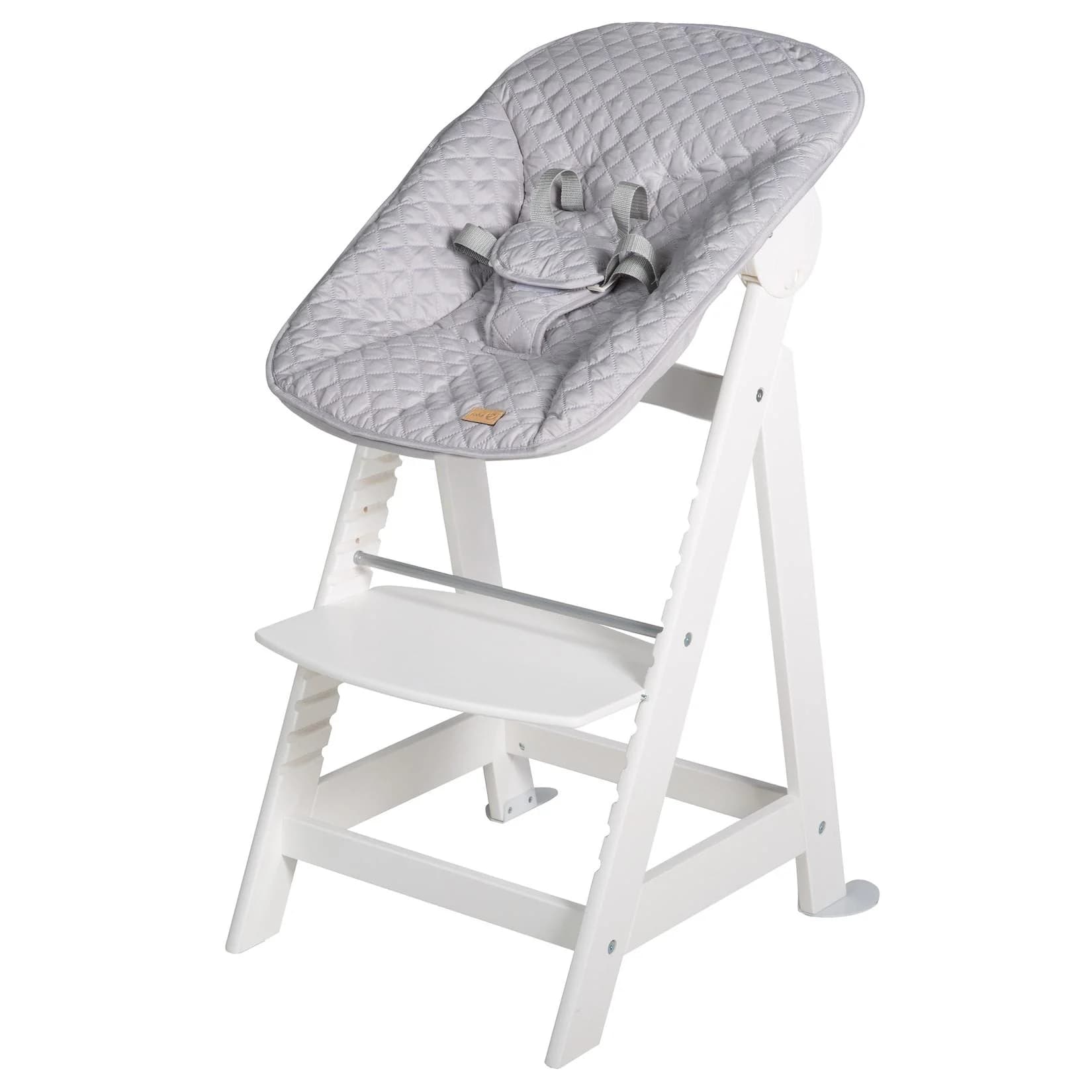 Roba Treppenhochstuhl Born Up 2in1 Set mit Neugeborenen-Aufsatz Grau/Weiß