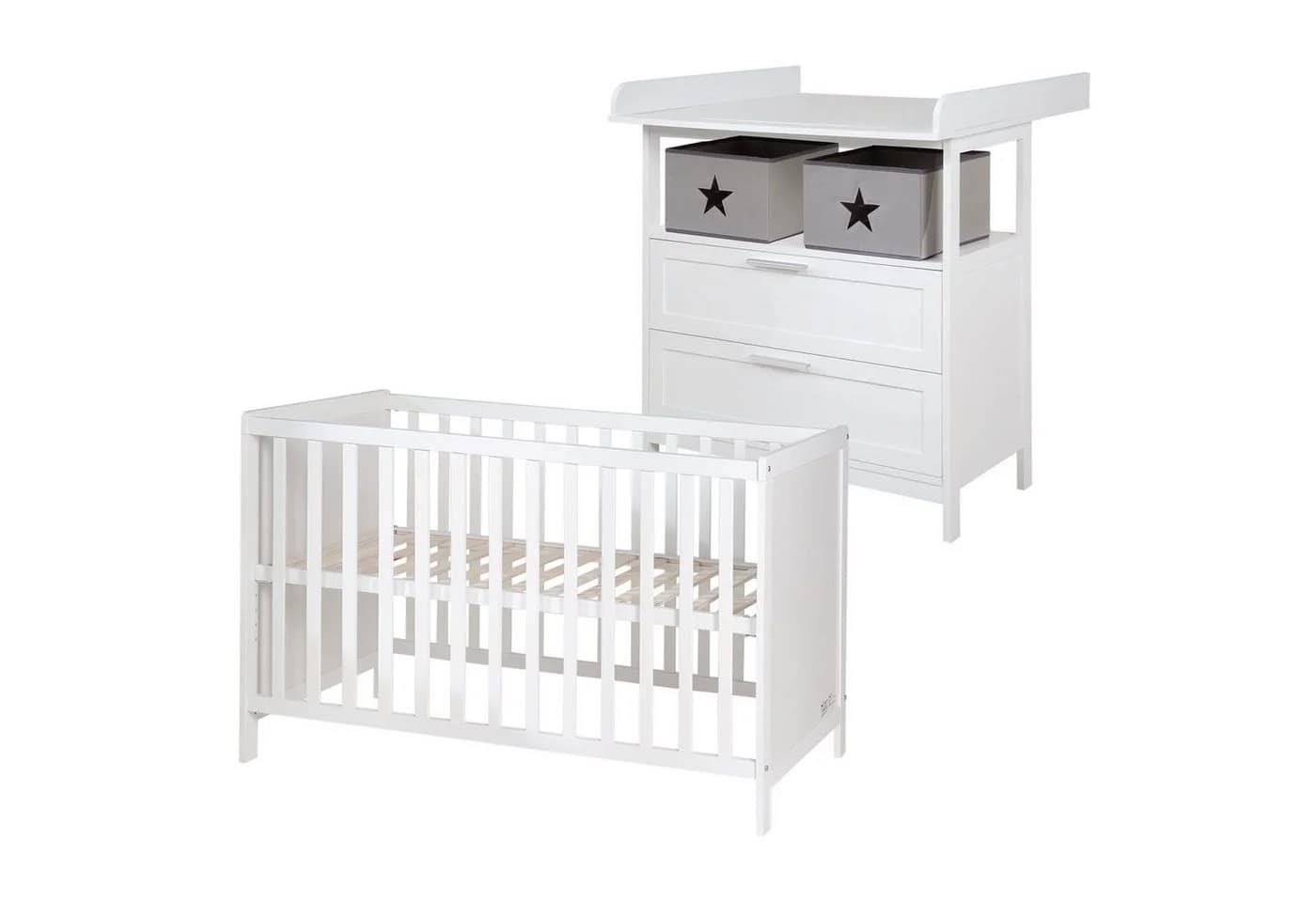 roba® Babymöbel-Set Hamburg 2-teilig Weiß Wickelkommode & Beistellbett - Bild 2