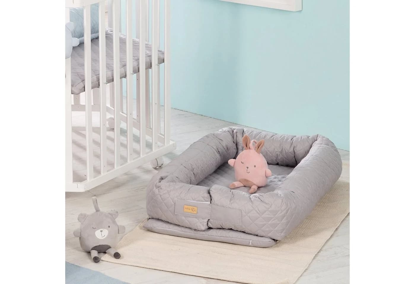 roba® Kuschelnest Babylounge 3 in 1 Silbergrau - Reisebett & Bettschlange