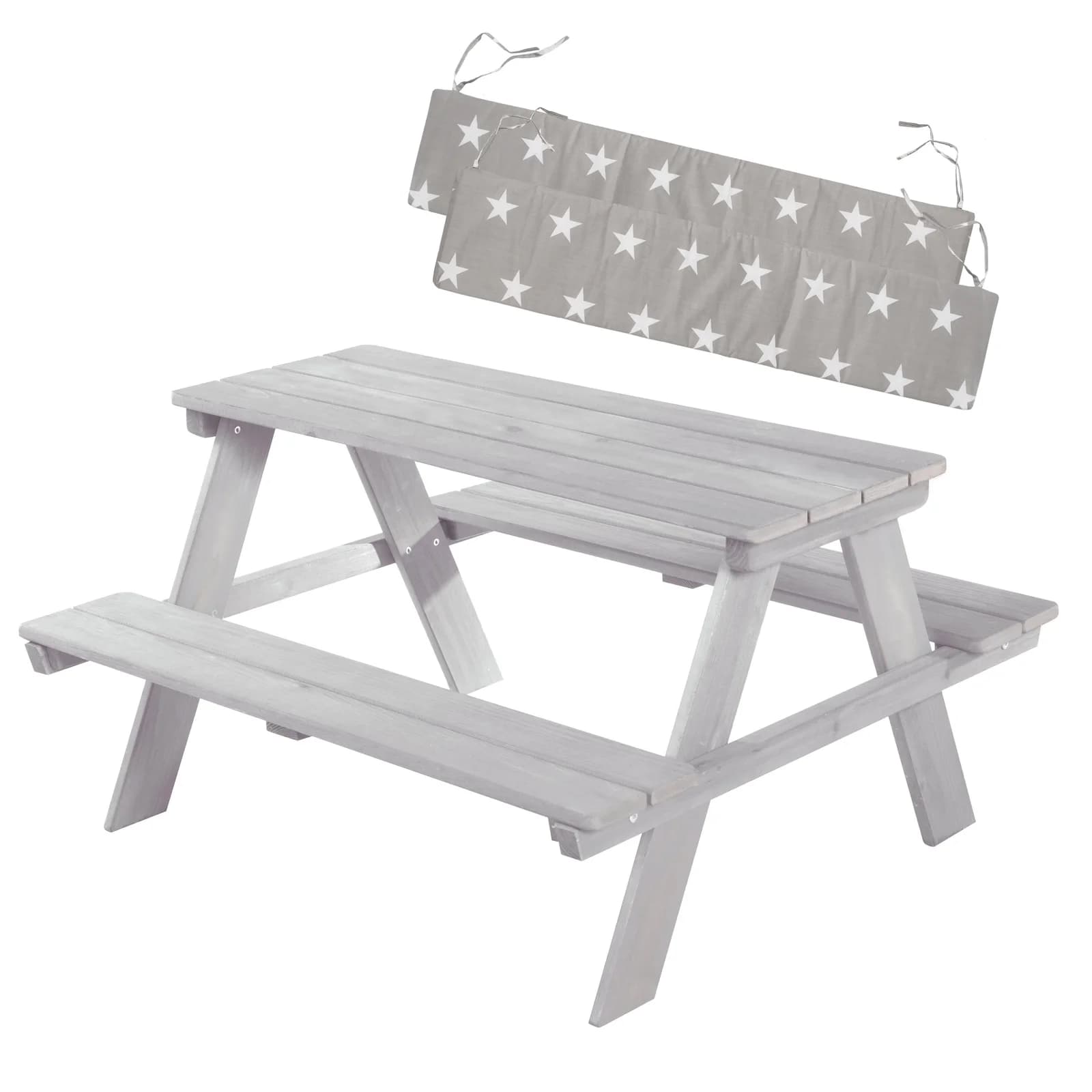 Roba Kindersitzgruppe Picknick for 4 Outdoor Grau Massivholz