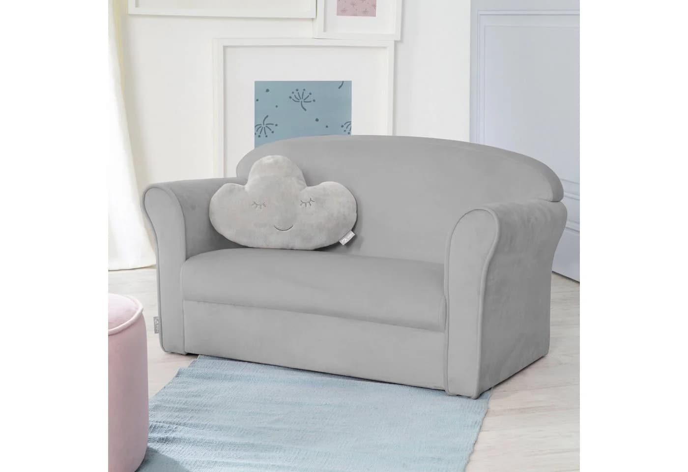 roba Kindersofa Lil Sofa Samt Silbergrau mit Armlehnen - Bild 3