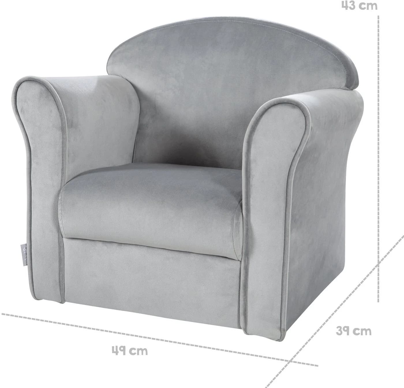 roba Kindersessel Lil Sofa Samt Grau mit Armlehnen