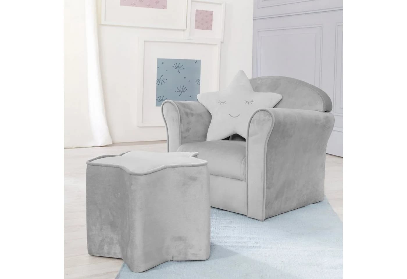 roba Kindersessel Lil Sofa Samt Grau mit Armlehnen - Bild 5