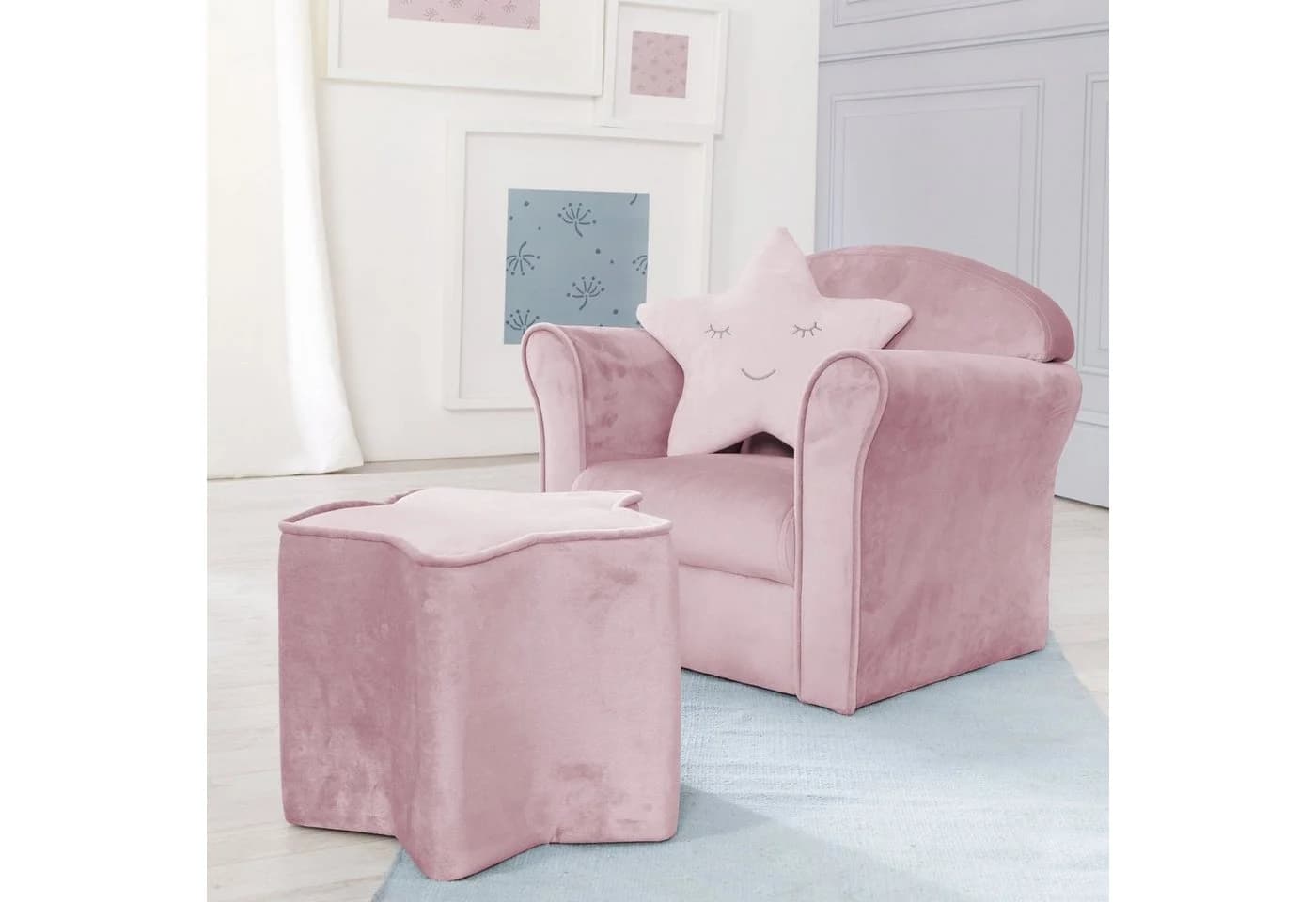 roba® Sessel Lil Sofa, Kindersessel mit Armlehnen, Minisessel in Samtstoff Rosa - Bild 5