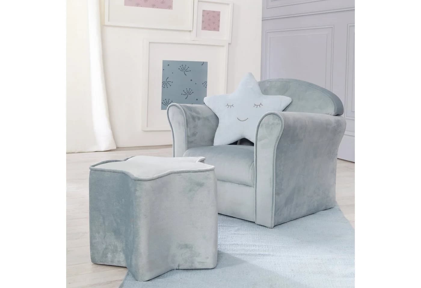 roba Kindersessel Lil Sofa Samt Hellblau mit Armlehnen - Bild 5