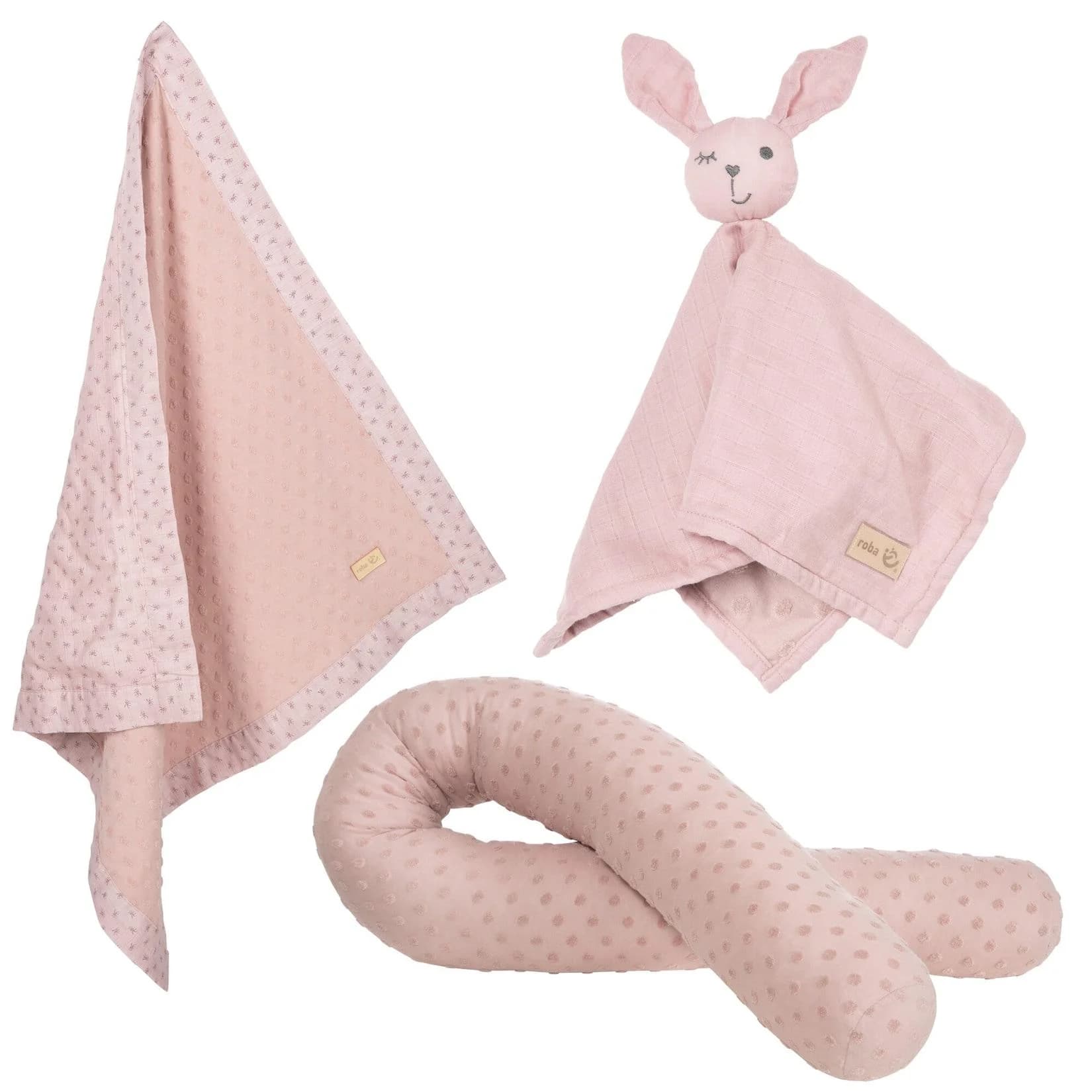 roba Organic Geschenkset Lil Planet rosa/mauve Bio-Bettschlange Decke Schmusetuch