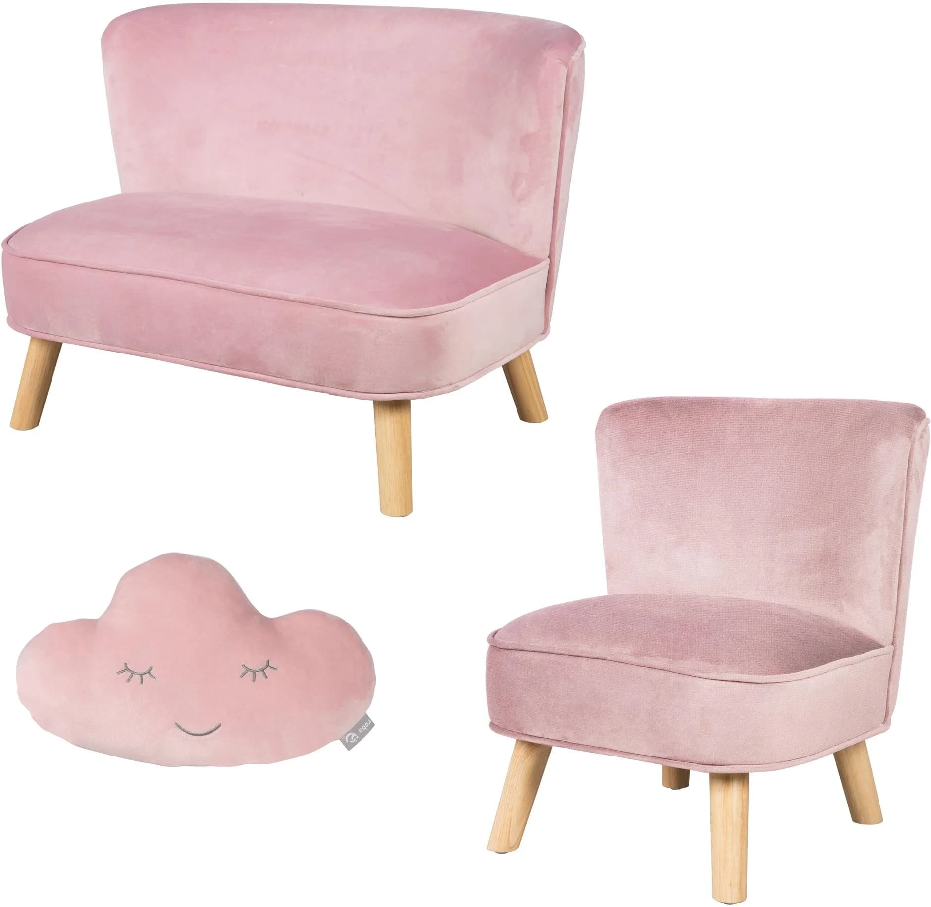 ROBA Lil Sofa Kindersitzgruppe Rosa Mauve Samt Retro-Look - Bild 2
