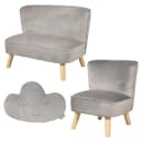 ROBA Lil Sofa Kindersitzgruppe Grau Samt mit Wolkenkissen Bild 1