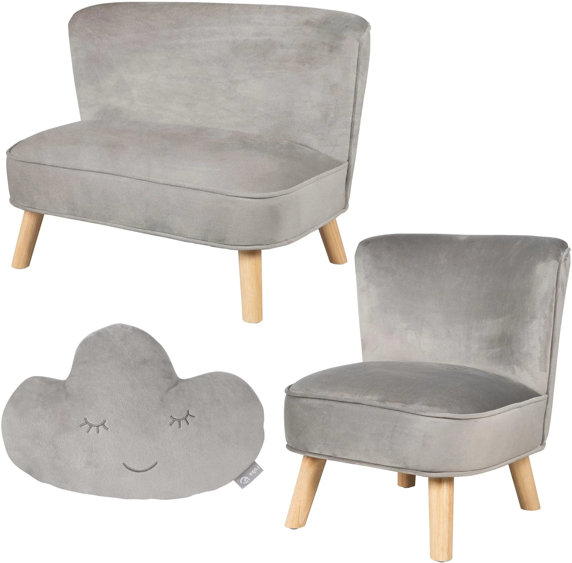 ROBA Lil Sofa Kindersitzgruppe Grau Samt mit Wolkenkissen - Bild 2