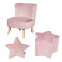 Kindersitzgruppe ROBA 'Lil Sofa' - Retro Samt Sessel & Hocker Bild 1
