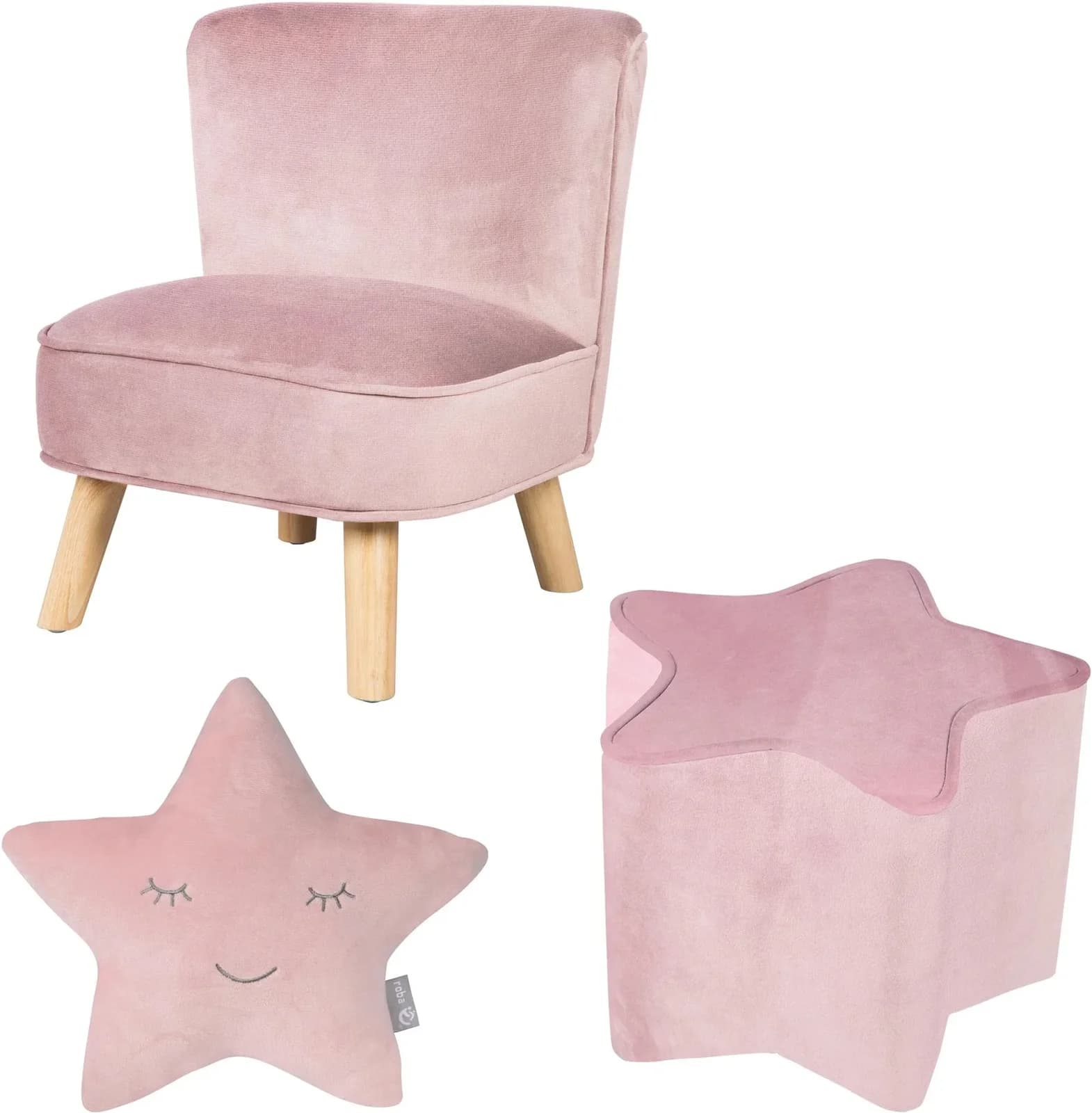 Kindersitzgruppe ROBA 'Lil Sofa' - Retro Samt Sessel & Hocker - Bild 2