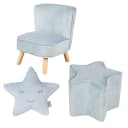 Kindersitzgruppe ROBA 'Lil Sofa' blau - Samt, Retro-Look Bild 1