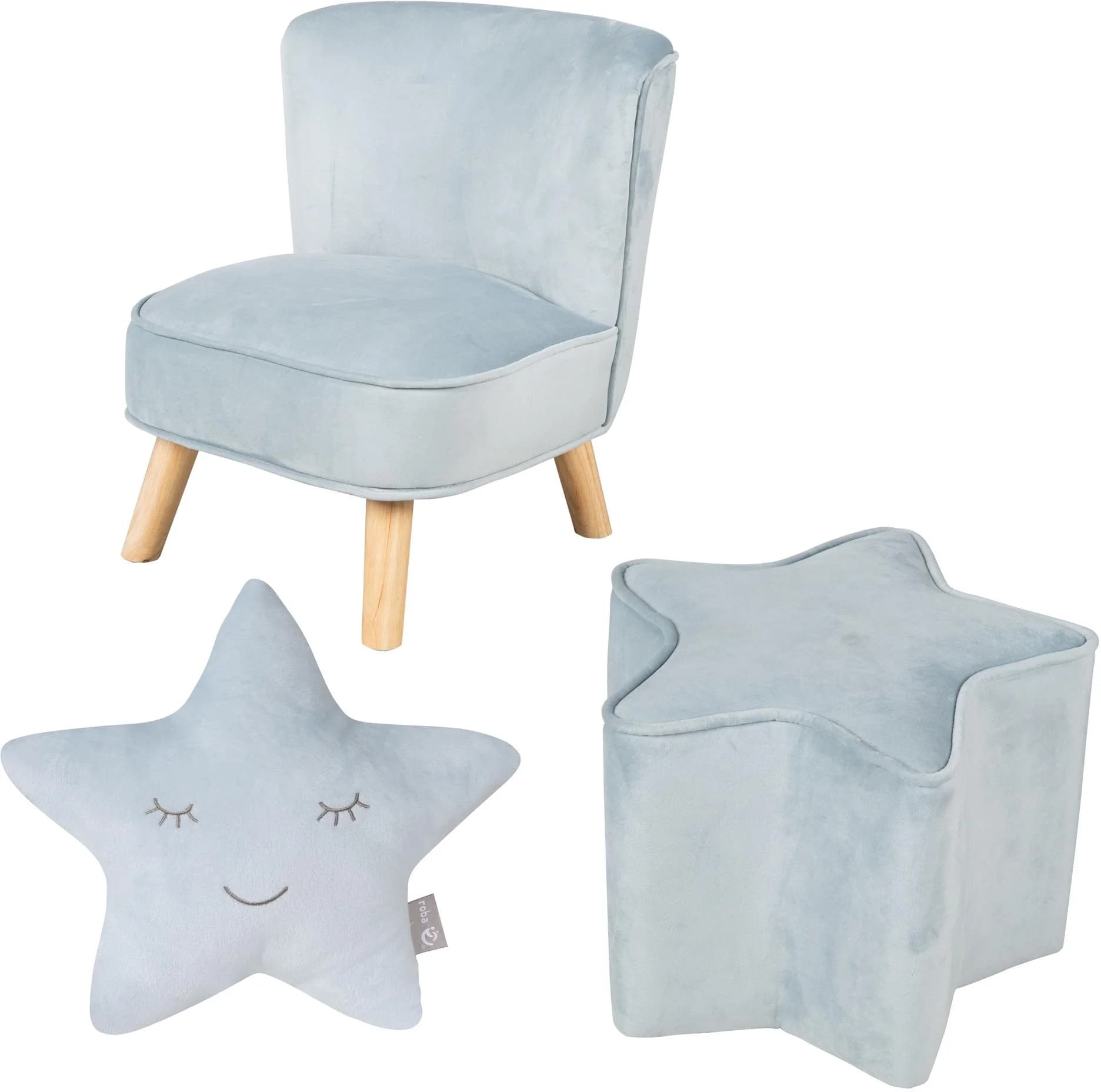 Kindersitzgruppe ROBA 'Lil Sofa' blau - Samt, Retro-Look - Bild 2