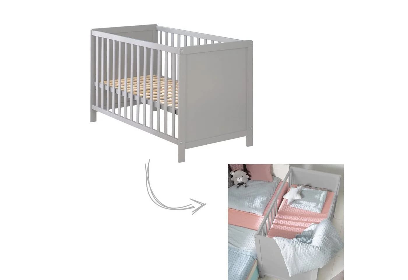 Babybett, Beistellbett in taupe, modern und flexibel - Bild 3