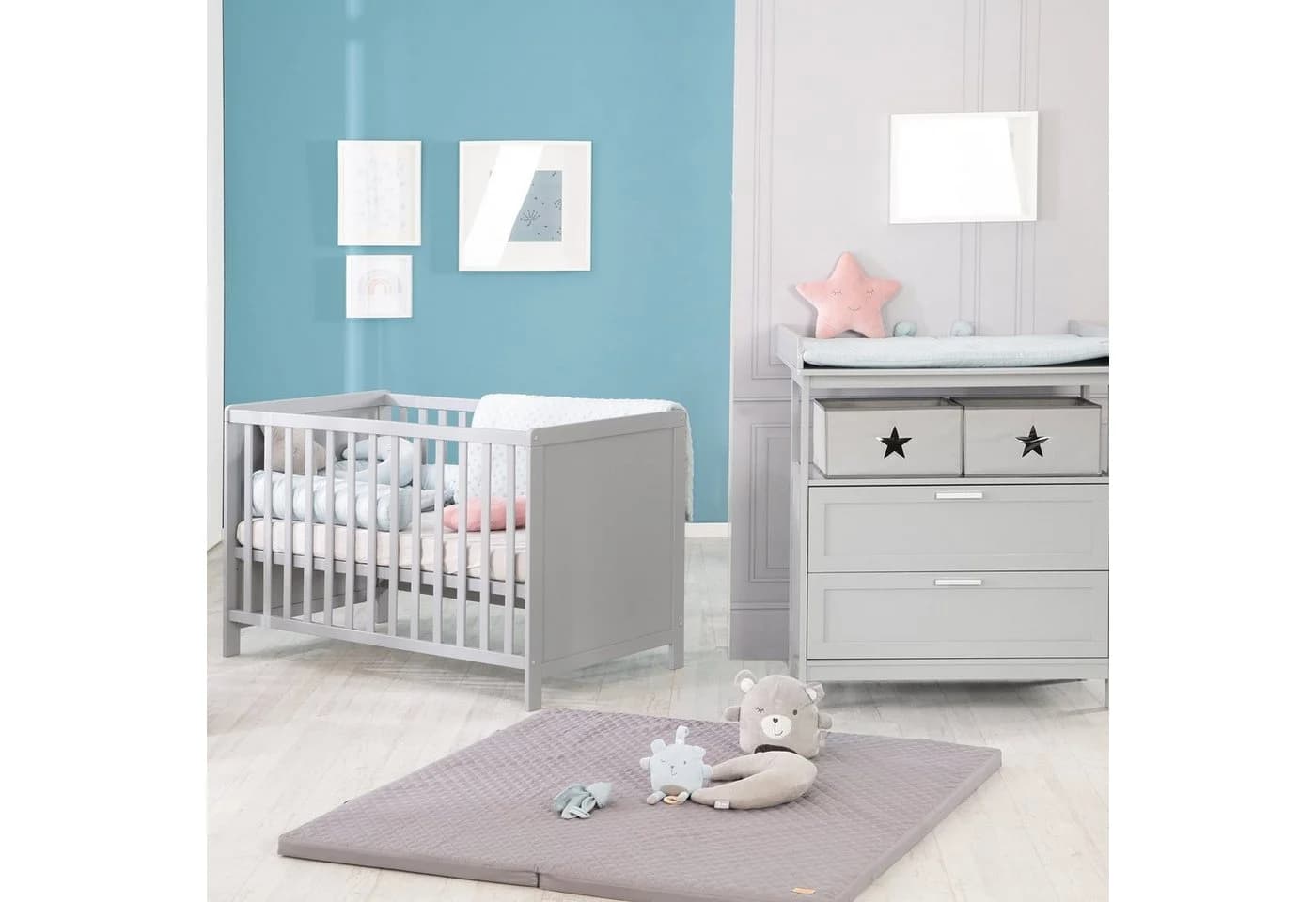 Babymöbel-Set aus Holz in Grau (taupe)