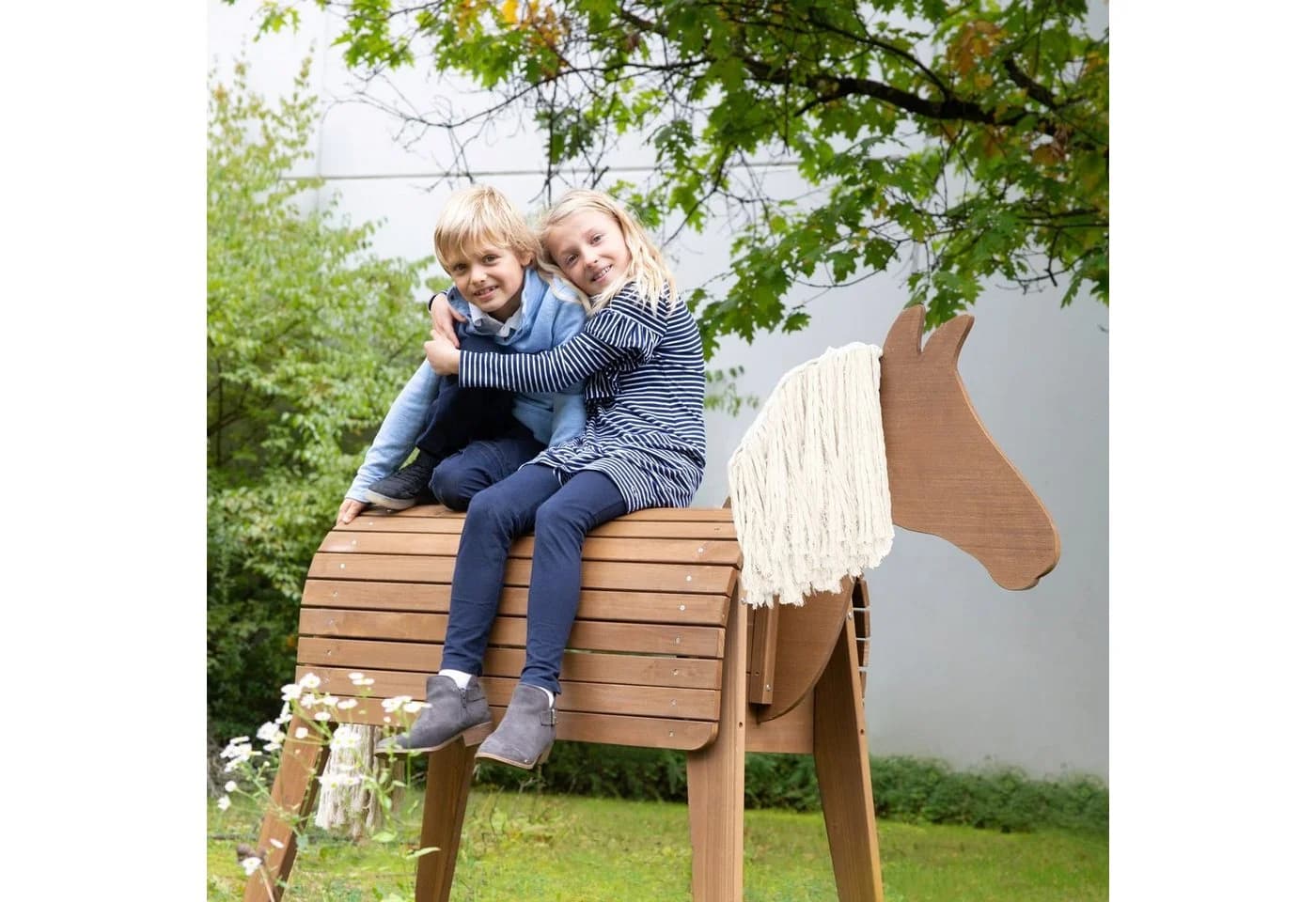 roba Holzpferd Braun Wetterfestes Massivholz Stehtier - Bild 3