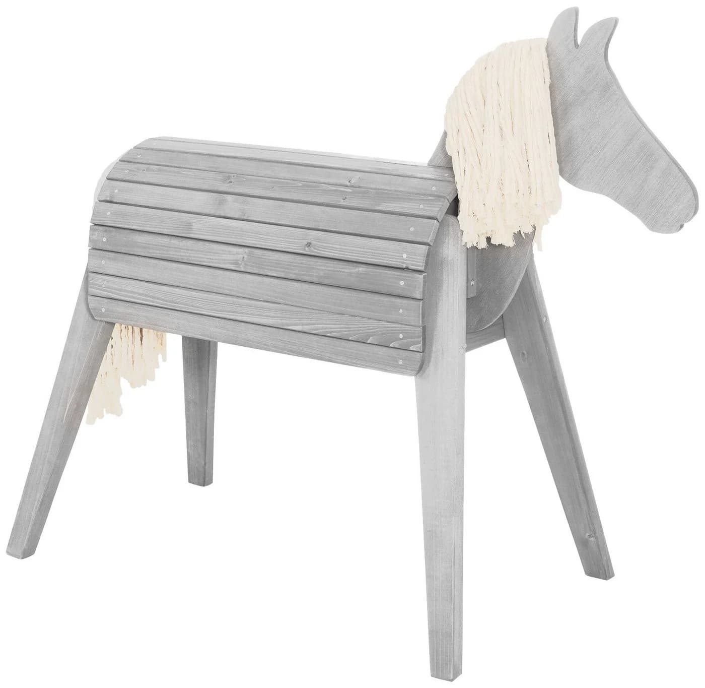 roba® Voltigier- & Outdoor-Pferd Massivholz Grau mit Mähne & Schweif - Bild 4