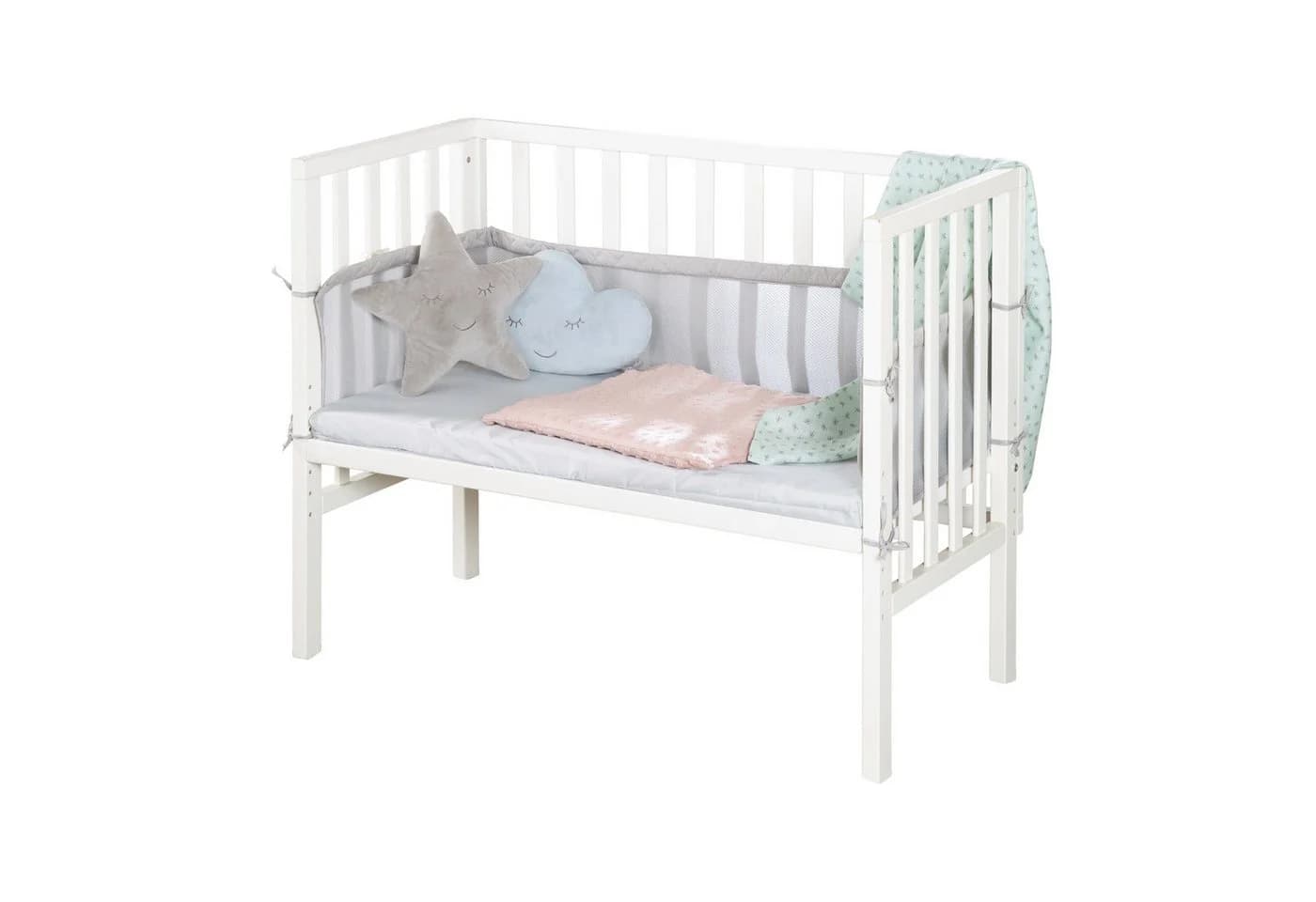 roba Beistellbett 2in1 Weiß mit Matratze und Sicherheitsbarriere - Bild 3
