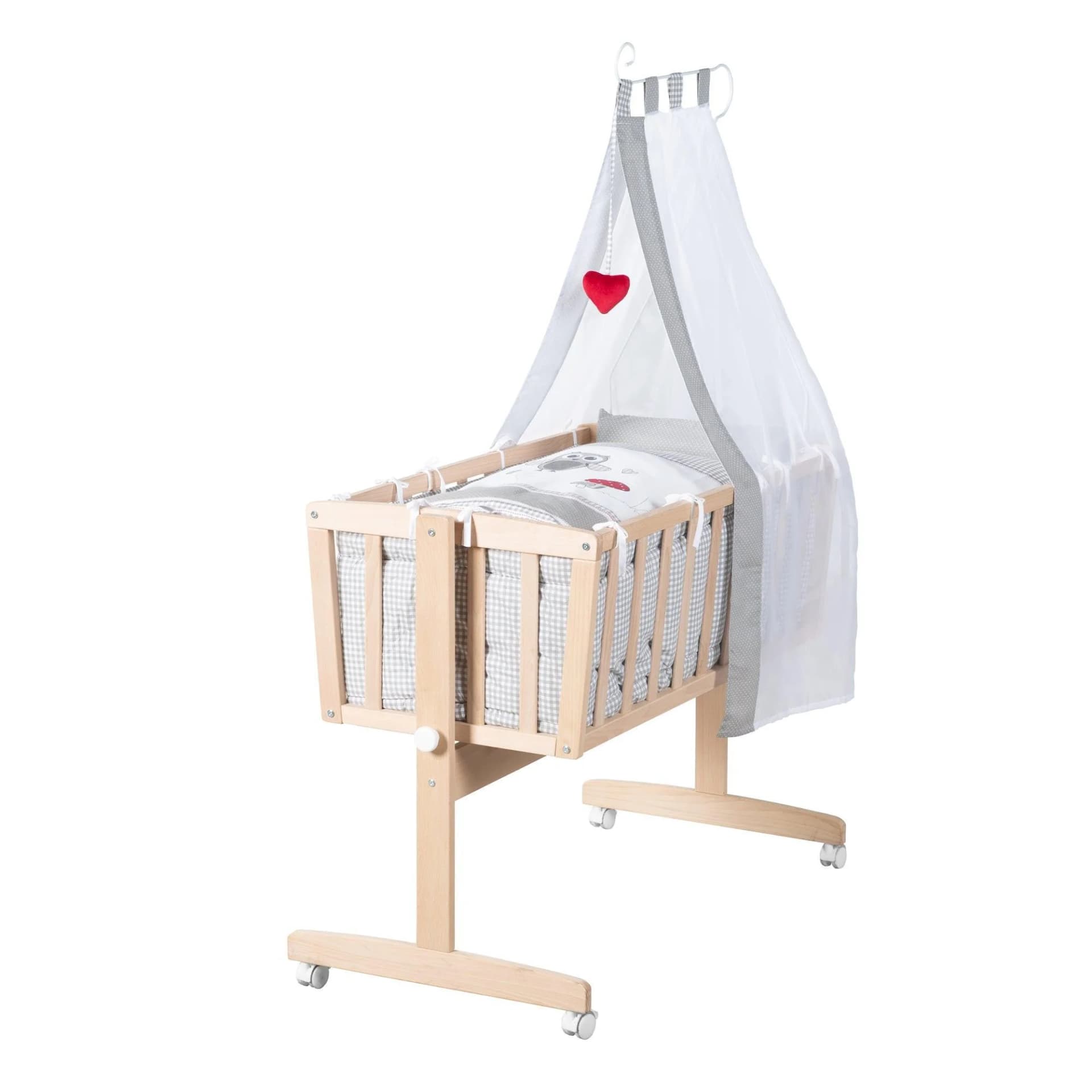 Babybett mit Flachstäben, Matratze, Kindersteppbett, Nestchen, Himmel, Rollenset