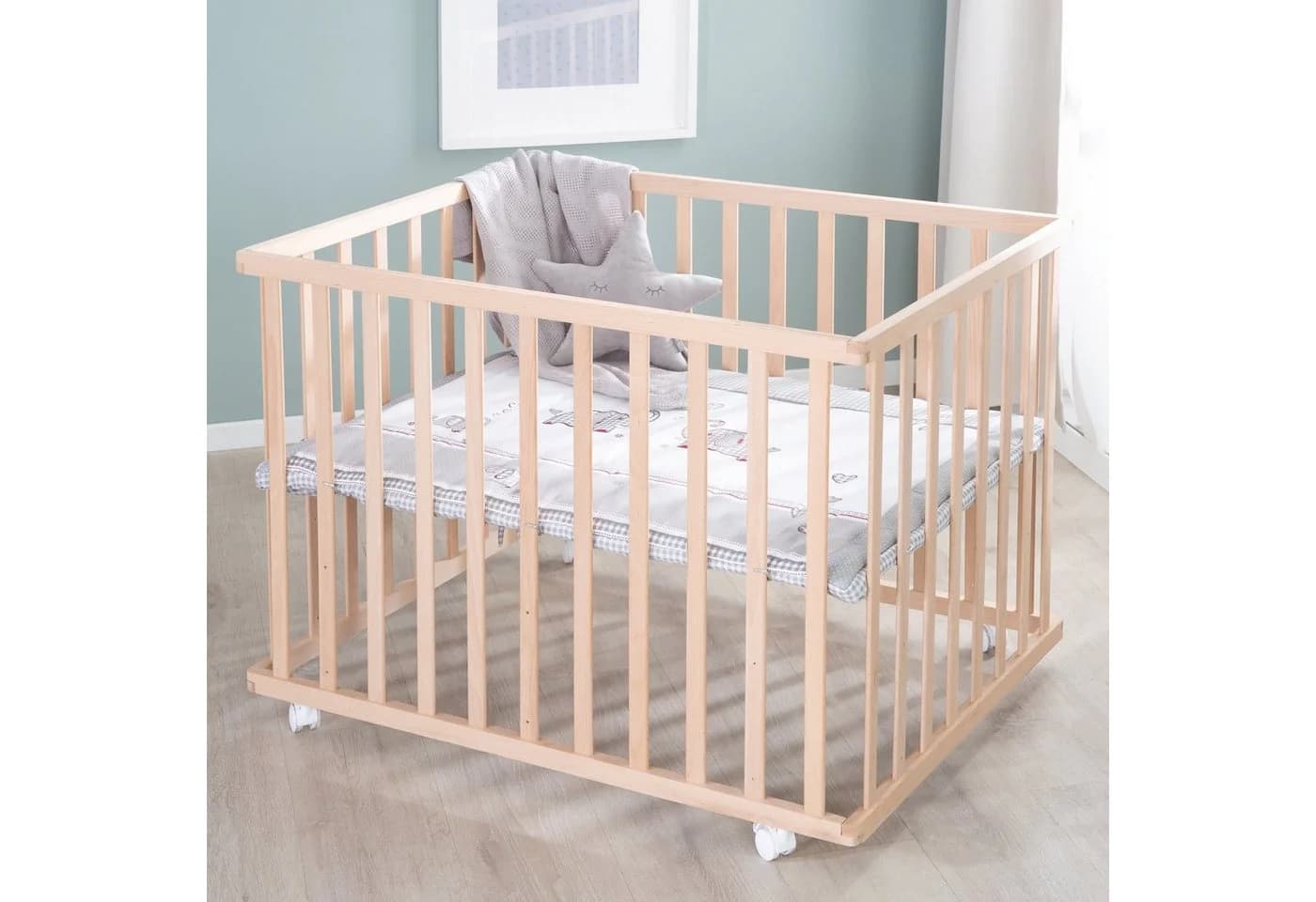 roba® Laufgitter Jumbo twins grau, 4-eckig, Laufstall, höhenverstellbar - Bild 4