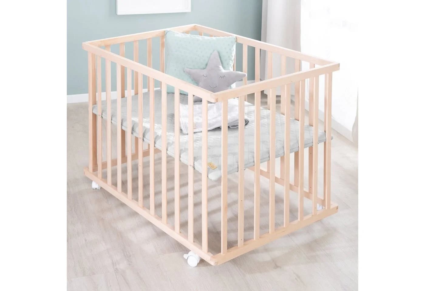 Roba Laufgitter Style Bio-Buche mit Einlage und Rollen - Bild 4