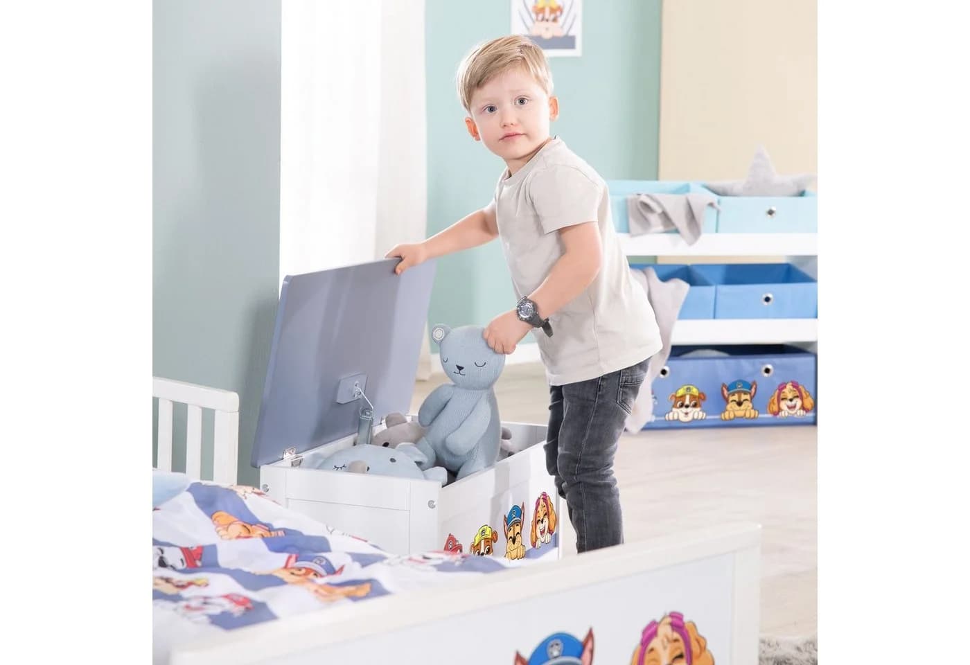 roba Spielzeugtruhe PAW Patrol Weiß mit Deckelbremse
