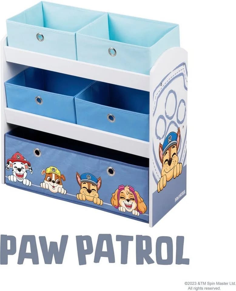 roba Kinderregal PAW Patrol Weiß mit 5 Stoffboxen