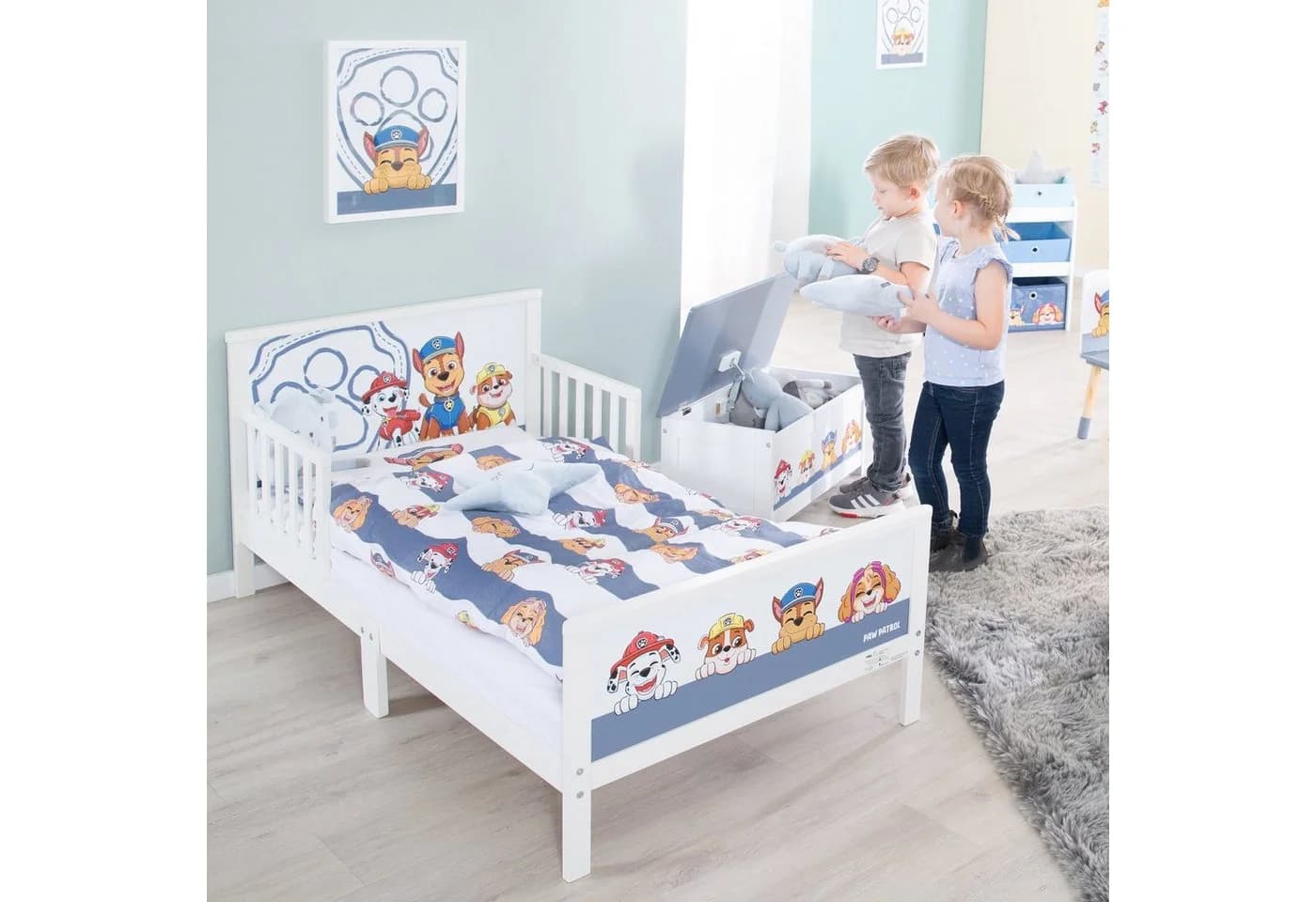 roba® Kinderbett Paw Patrol Weiß/Blau mit Bettwäsche & Lattenrost - Bild 5