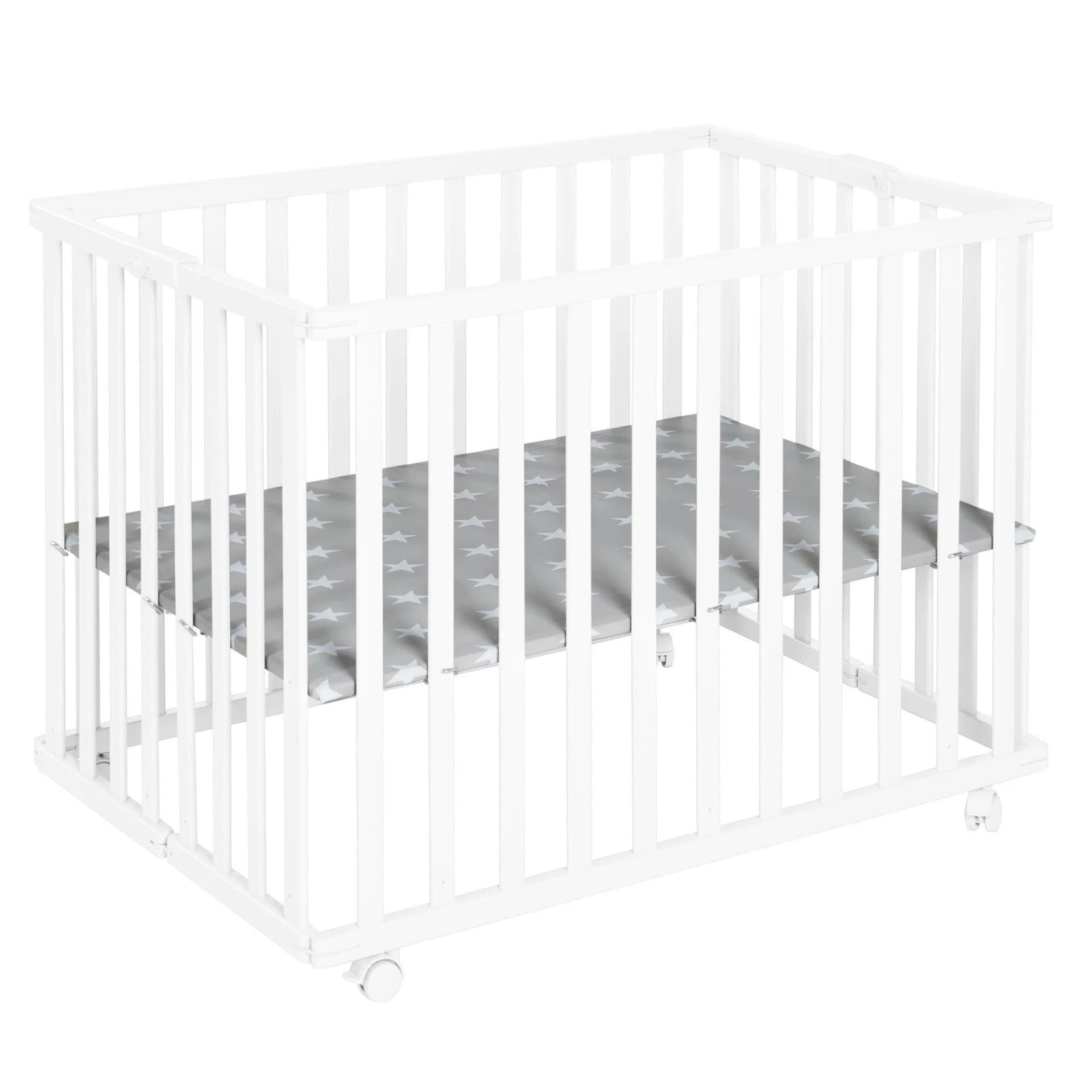roba® Laufgitter 75 x 100 cm Klapplaufgitter Höhenverstellbar
