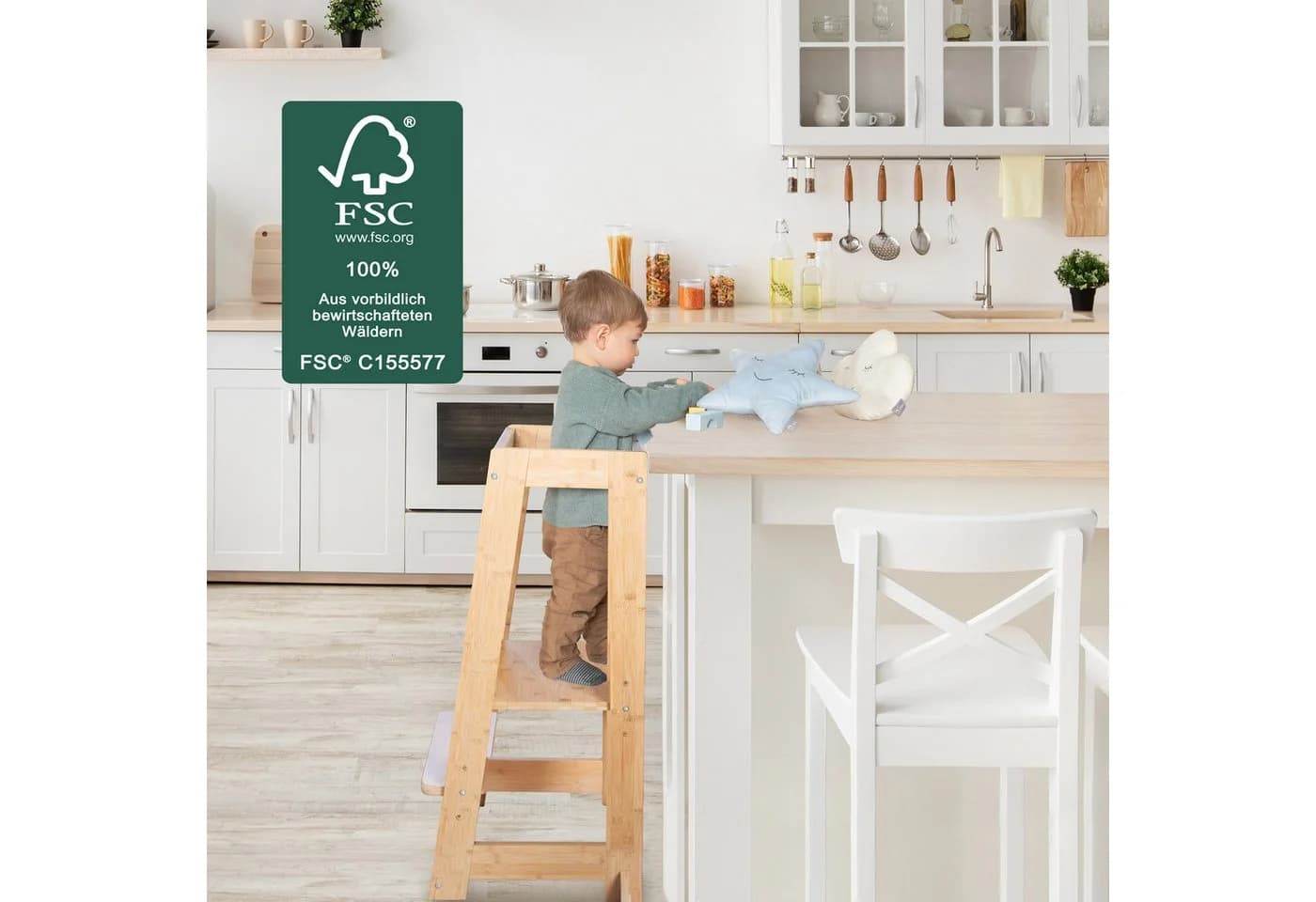 roba® Montessori Lernturm Tritthocker Bambus - Bild 5