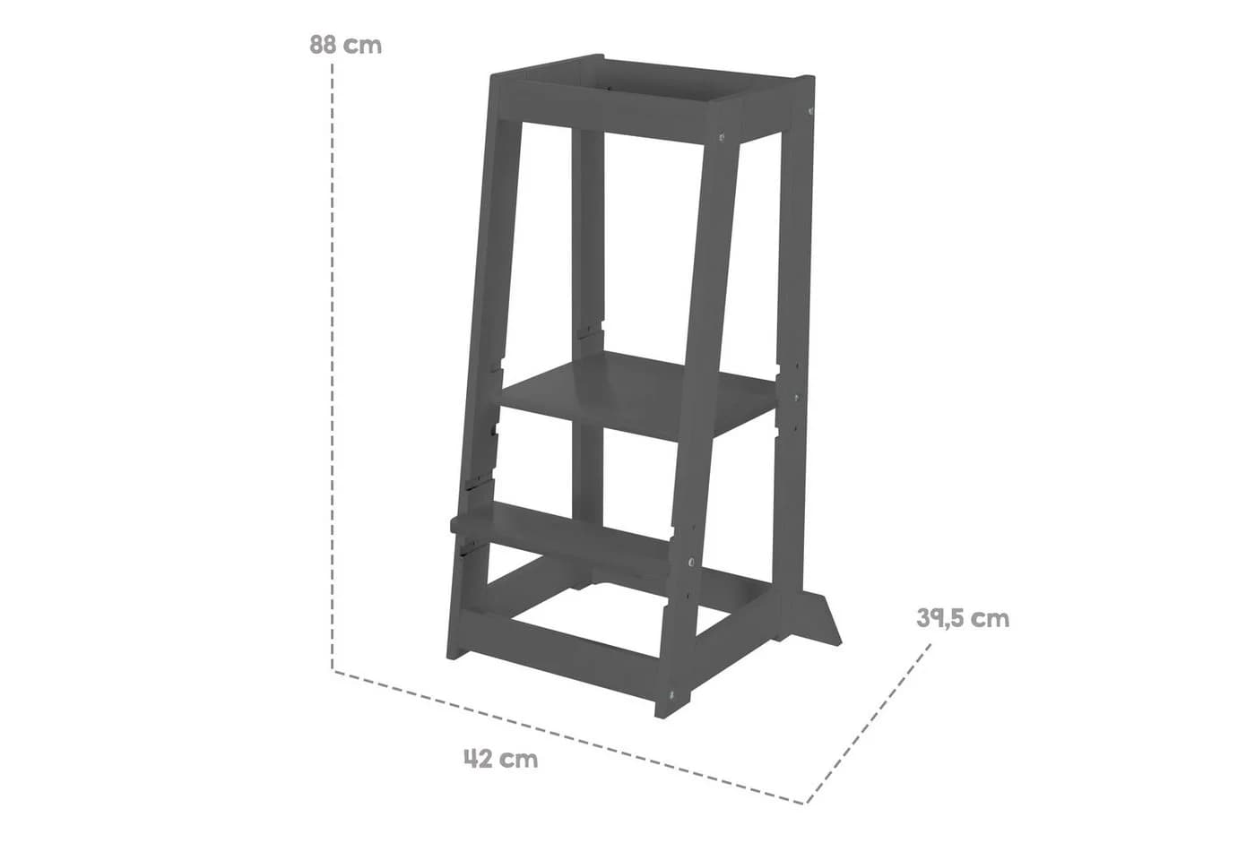 roba® Monti Step Lernturm Montessori Tritthocker Kinder Küchenhelfer 80 kg Kippschutz FSC Holz Anthrazit - Bild 3
