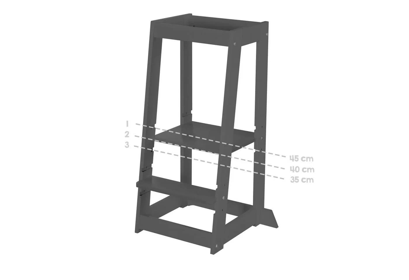 roba® Monti Step Lernturm Montessori Tritthocker Kinder Küchenhelfer 80 kg Kippschutz FSC Holz Anthrazit - Bild 4