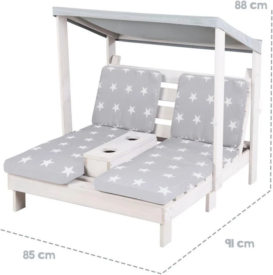 roba® Doppelliege 2er Gartenliege aus Holz Grau Little Stars - Bild 3