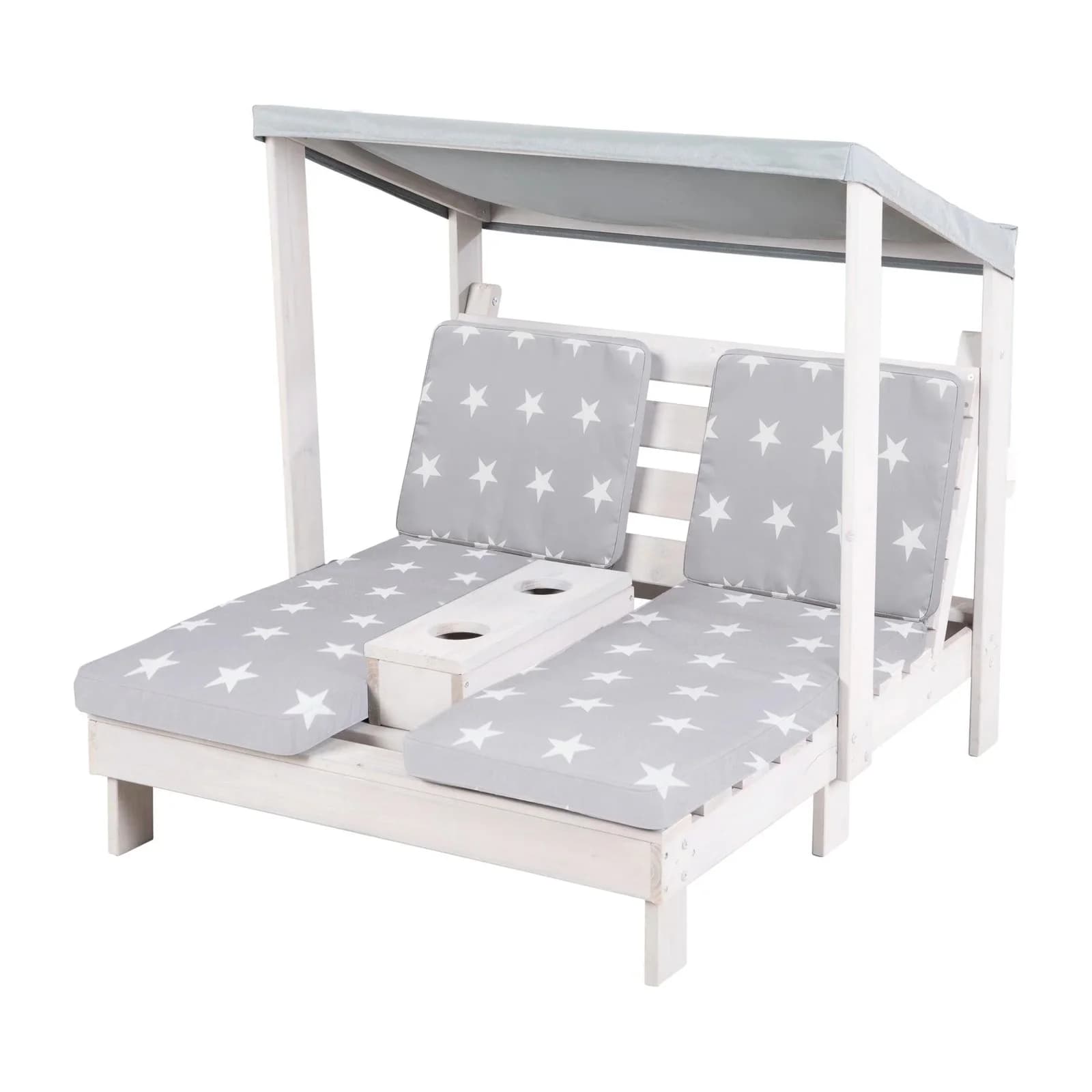 roba® Doppelliege 2er Gartenliege aus Holz Grau Little Stars - Bild 4