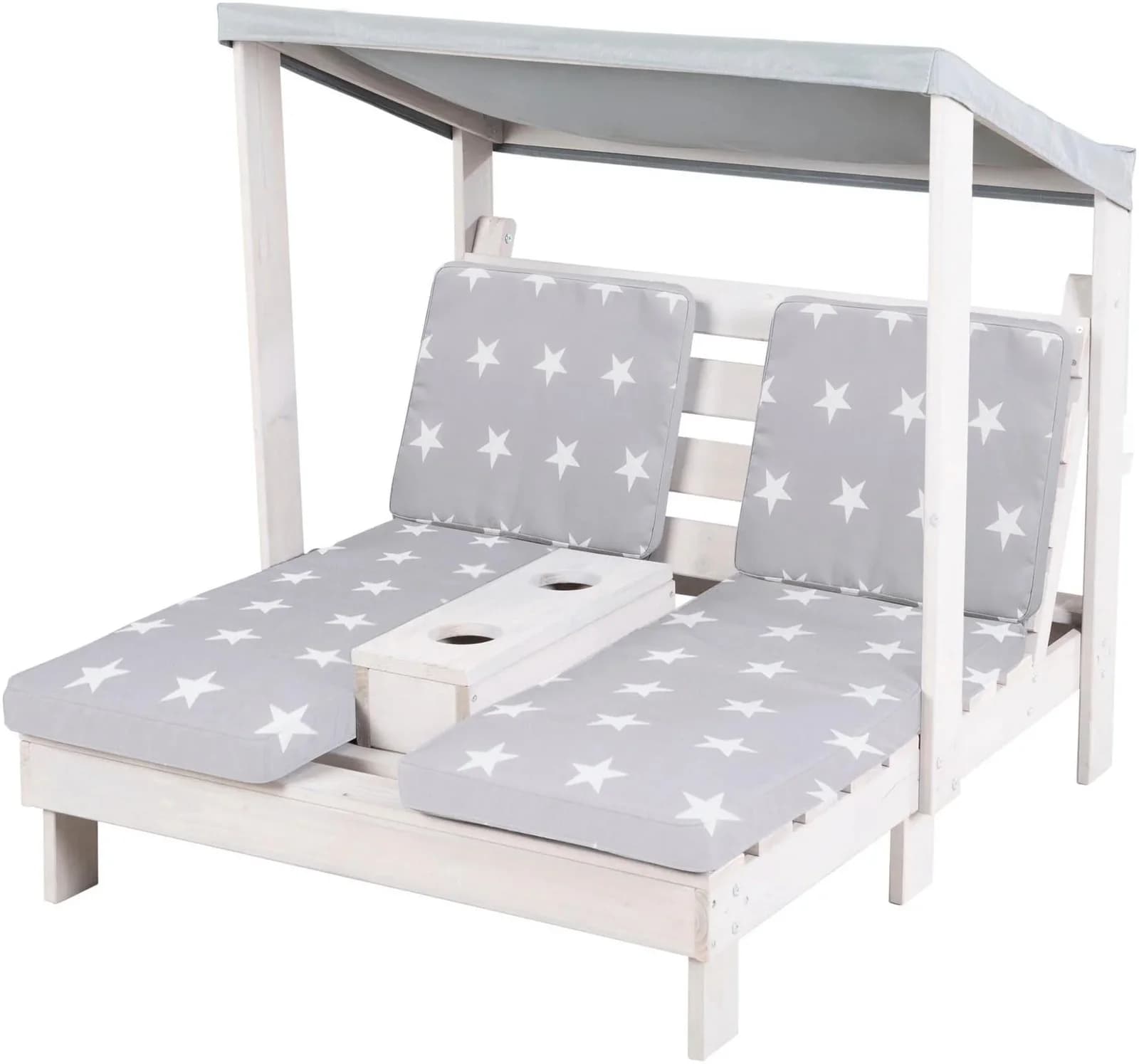 roba® Doppelliege 2er Gartenliege aus Holz Grau Little Stars - Bild 5