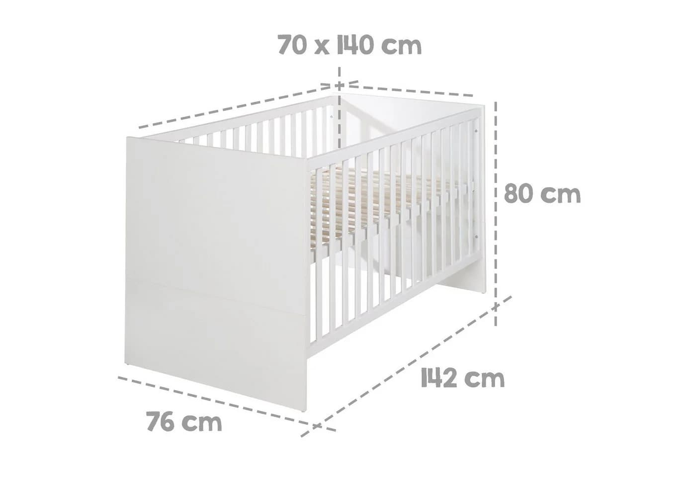 roba® Babybett Lilo Weiß 70x140cm höhenverstellbar mit Schlupfsprossen - Bild 3