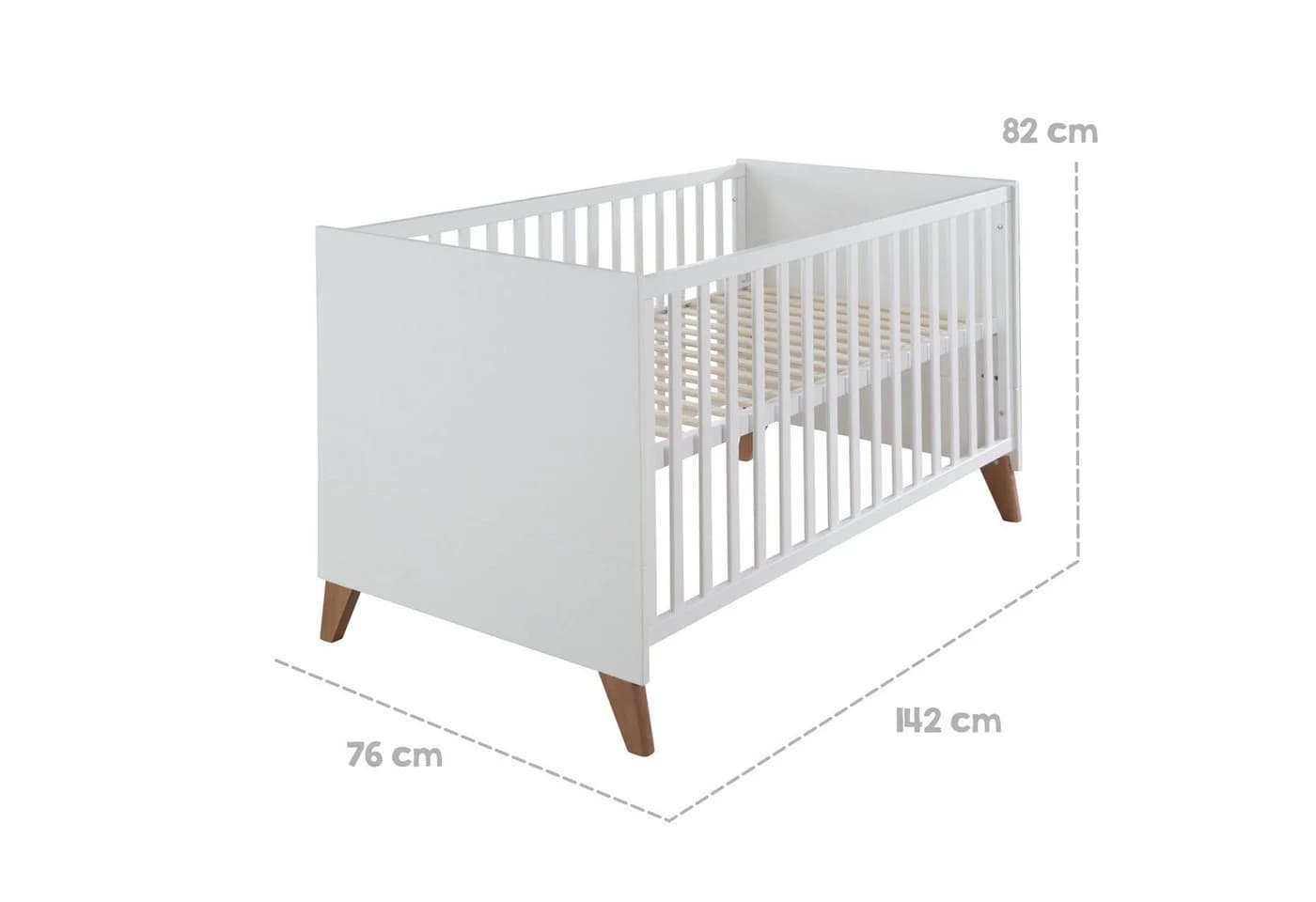 roba® Babybett Ole Weiß 70x140cm Holz Umbaubares Gitterbett - Bild 3