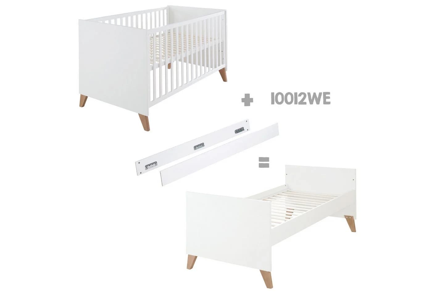 roba® Babybett Ole Weiß 70x140cm Holz Umbaubares Gitterbett - Bild 4