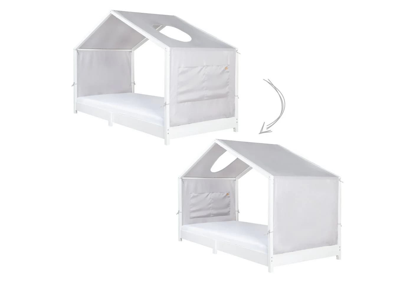 roba® Betthimmel Hausbettbezug Grau mit Stauraum & Dachfenster - Bild 3