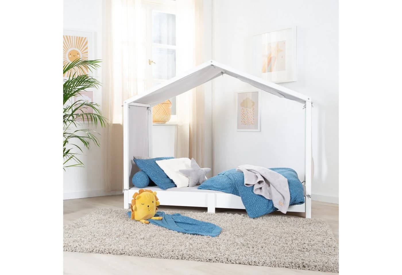 roba® Betthimmel Hausbettbezug Grau mit Stauraum & Dachfenster - Bild 4