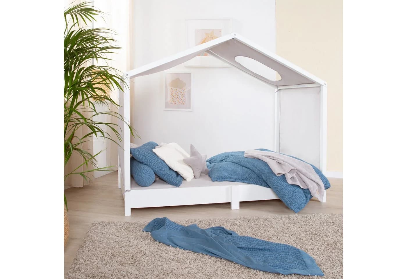 roba® Betthimmel Hausbettbezug Grau mit Stauraum & Dachfenster - Bild 5