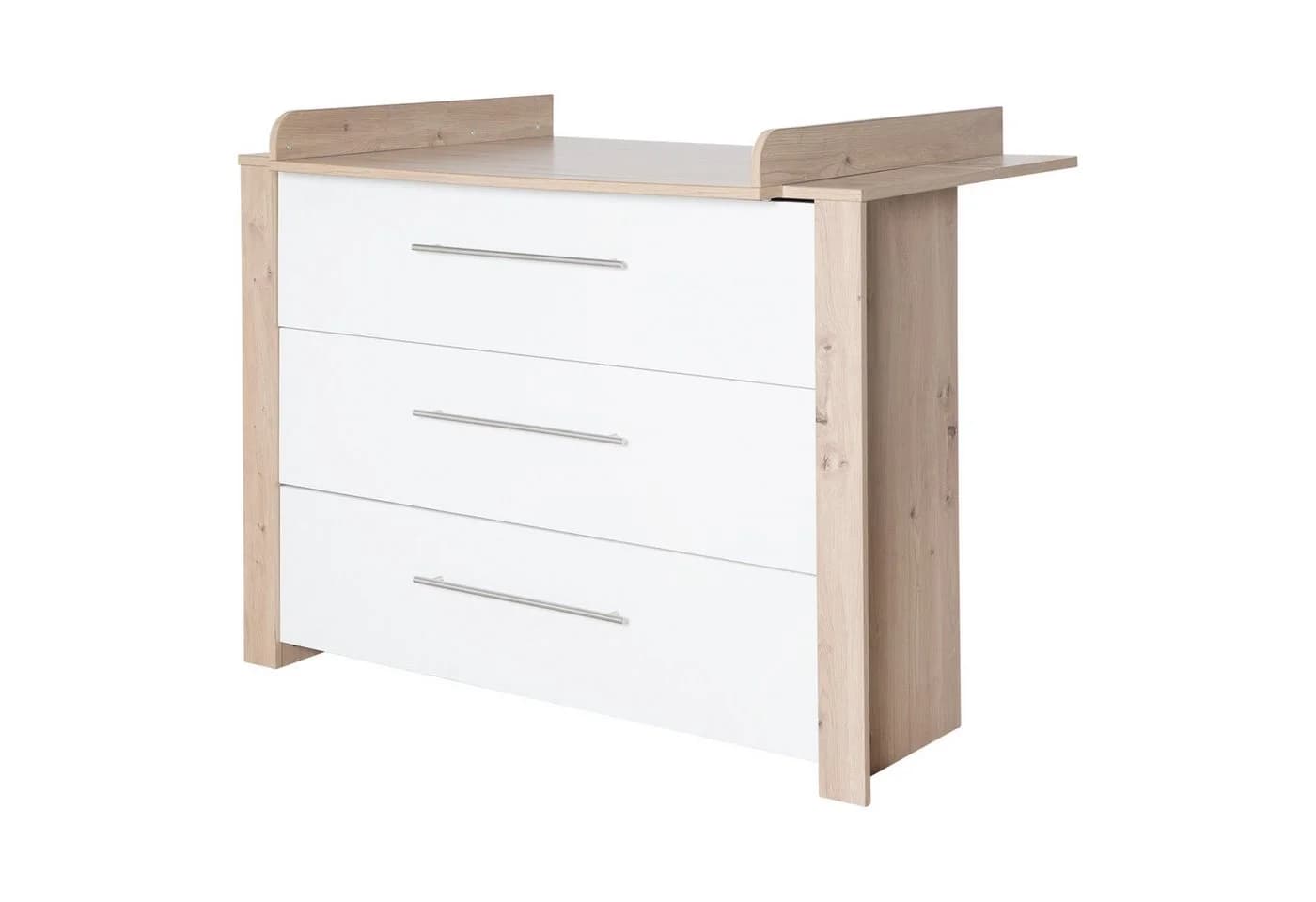 roba® Wickelkommode Malo Modern Weiß Lackiert Artisan Eiche 3 Schubladen - Bild 2