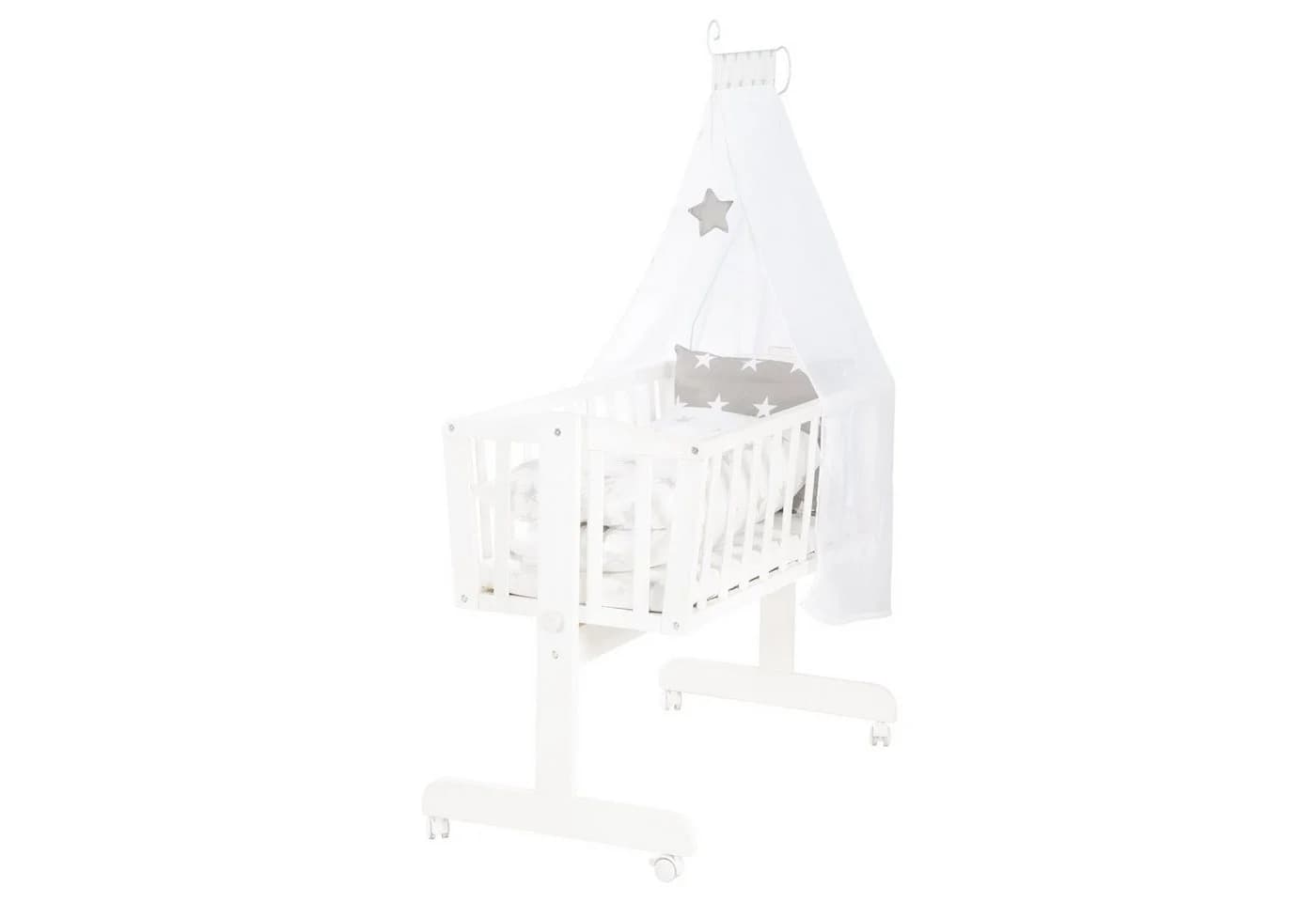 roba® Stubenbett Komplettwiegenset "Little Stars" Weiß/Grau