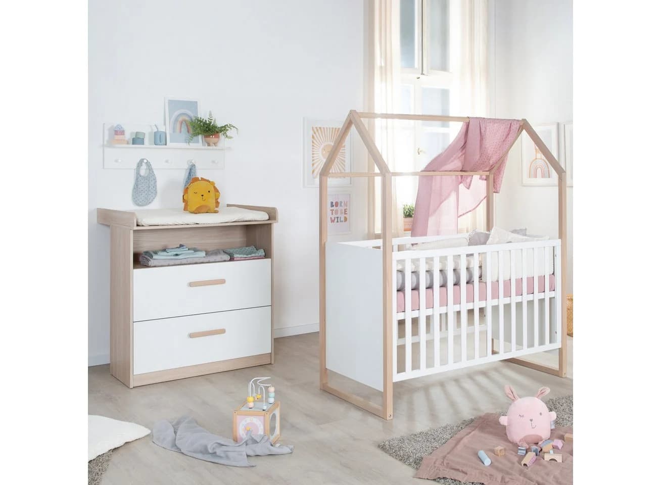 roba® Babymöbel-Set Cabane 2-tlg. Weiß mit Eichen-Dekor - Bild 2